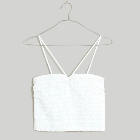 NEW Madewell Poplin Smocked Halter Crop Top size M style NL036 - Picture 1 of 6
